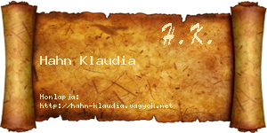 Hahn Klaudia névjegykártya